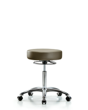 Rutledge Vinyl Stool without Back Chrome - Medium Bench Height with Casters in Taupe Supernova Vinyl