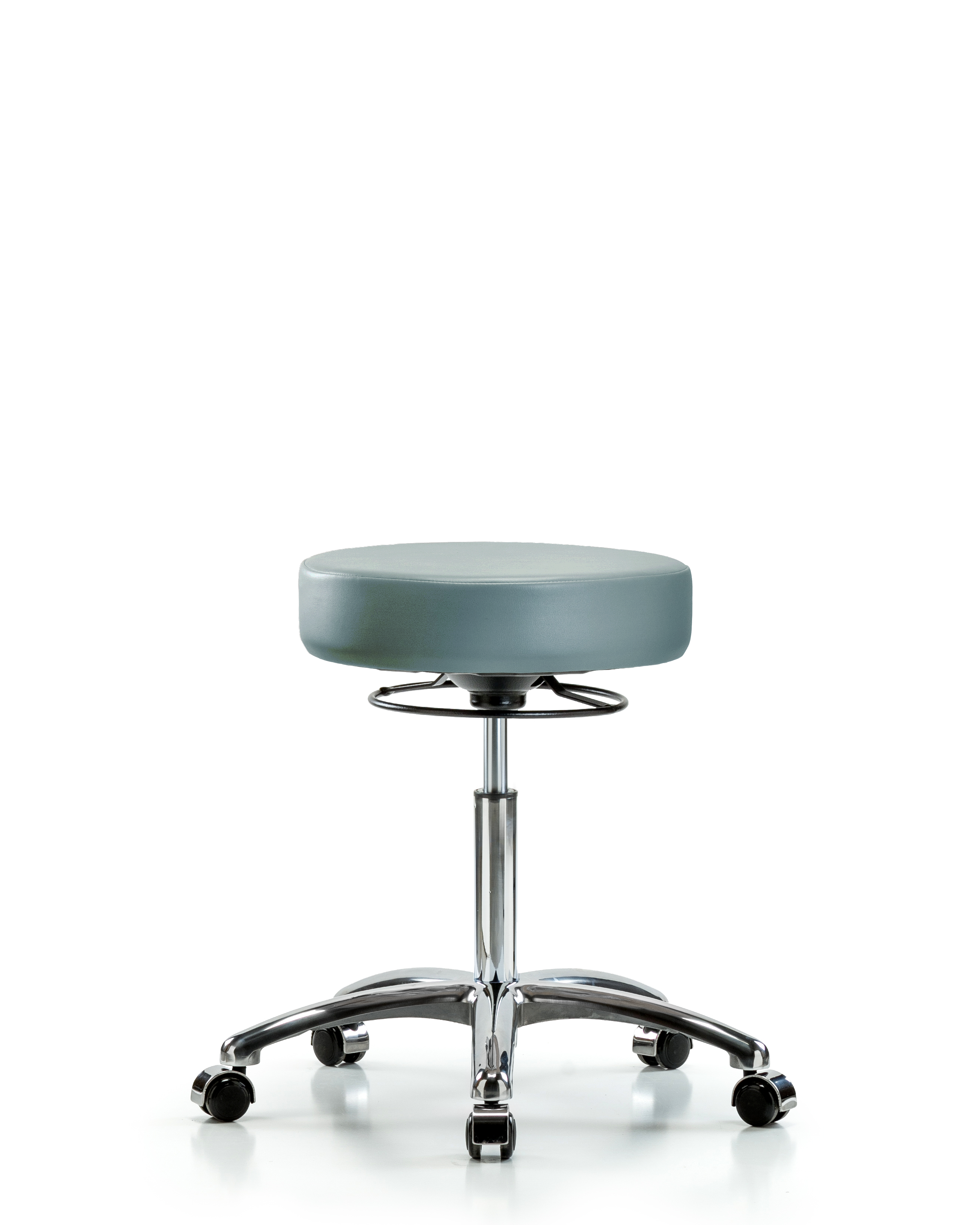 Rutledge Vinyl Stool without Back Chrome - Medium Bench Height with Casters in Storm Supernova Vinyl