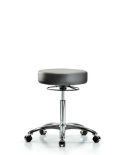 Rutledge Vinyl Stool without Back Chrome - Medium Bench Height with Casters in Sterling Supernova Vinyl