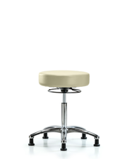 Rutledge Vinyl Stool without Back Chrome - Medium Bench Height with Stationary Glides in Adobe White Trailblazer Vinyl