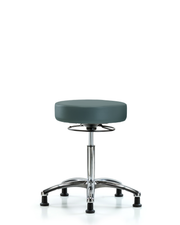 Rutledge Vinyl Stool without Back Chrome - Medium Bench Height with Stationary Glides in Colonial Blue Trailblazer Vinyl