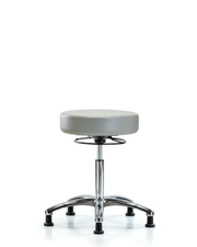 Rutledge Vinyl Stool without Back Chrome - Medium Bench Height with Stationary Glides in Dove Trailblazer Vinyl