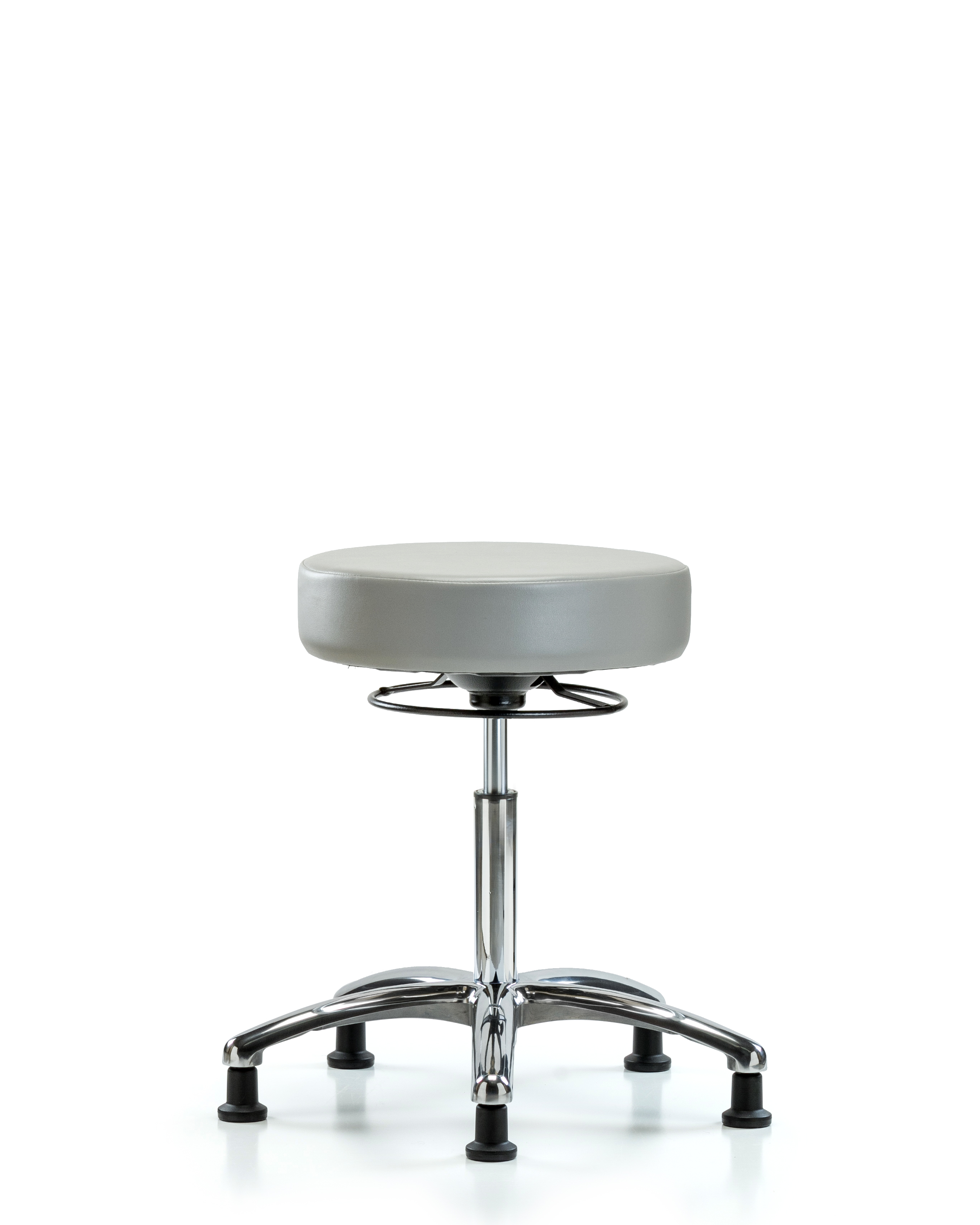 Rutledge Vinyl Stool without Back Chrome - Medium Bench Height with Stationary Glides in Dove Trailblazer Vinyl