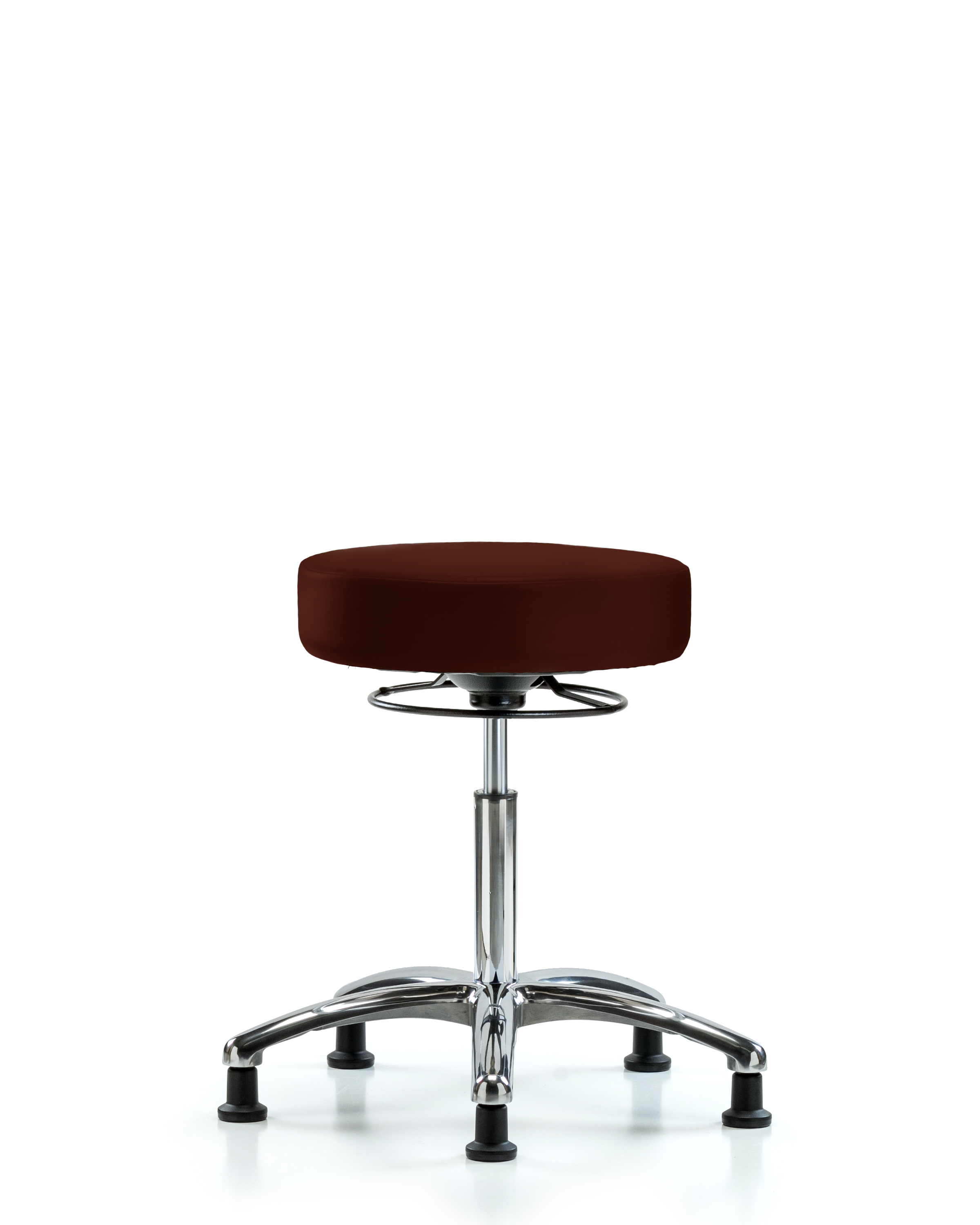 Rutledge Vinyl Stool without Back Chrome - Medium Bench Height with Stationary Glides in Burgundy Trailblazer Vinyl
