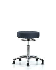 Rutledge Vinyl Stool without Back Chrome - Medium Bench Height with Stationary Glides in Imperial Blue Trailblazer Vinyl