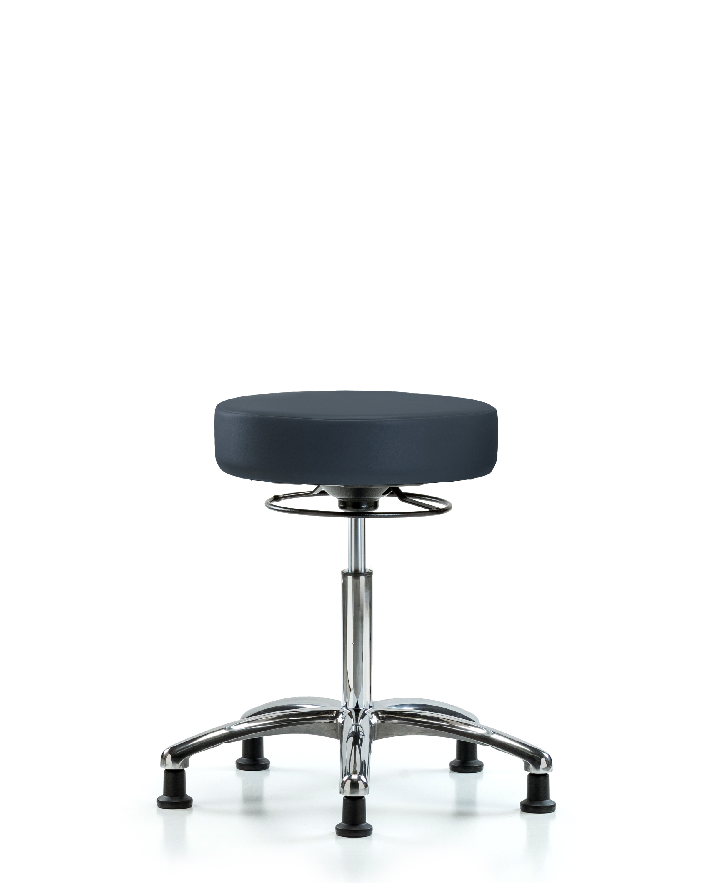 Rutledge Vinyl Stool without Back Chrome - Medium Bench Height with Stationary Glides in Imperial Blue Trailblazer Vinyl