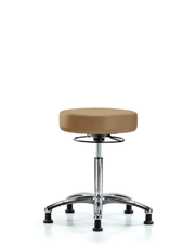 Rutledge Vinyl Stool without Back Chrome - Medium Bench Height with Stationary Glides in Taupe Trailblazer Vinyl