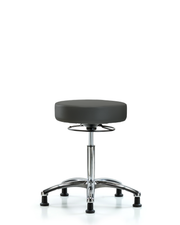 Rutledge Vinyl Stool without Back Chrome - Medium Bench Height with Stationary Glides in Charcoal Trailblazer Vinyl