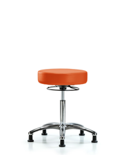 Rutledge Vinyl Stool without Back Chrome - Medium Bench Height with Stationary Glides in Orange Kist Trailblazer Vinyl