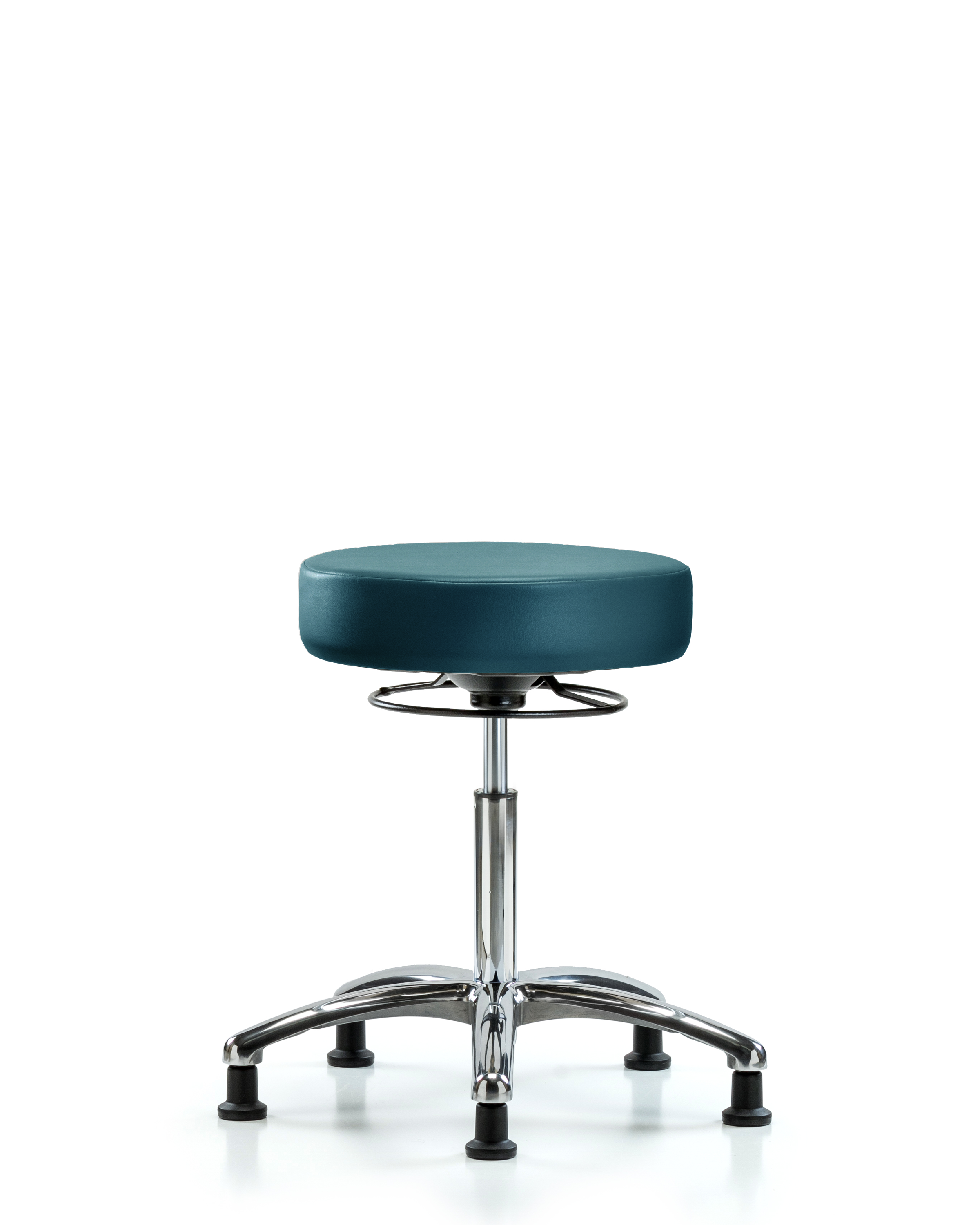 Rutledge Vinyl Stool without Back Chrome - Medium Bench Height with Stationary Glides in Marine Blue Supernova Vinyl