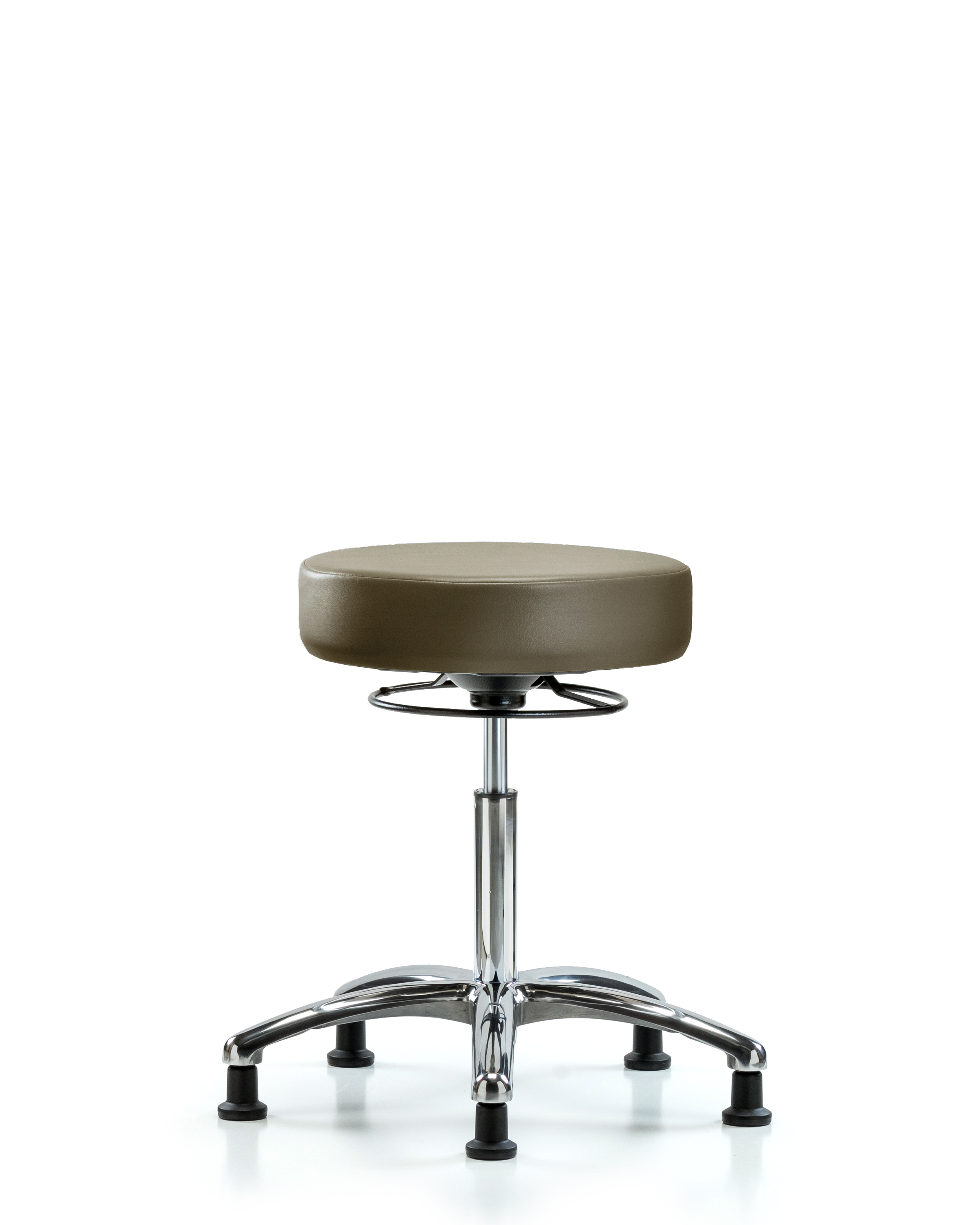 Rutledge Vinyl Stool without Back Chrome - Medium Bench Height with Stationary Glides in Taupe Supernova Vinyl