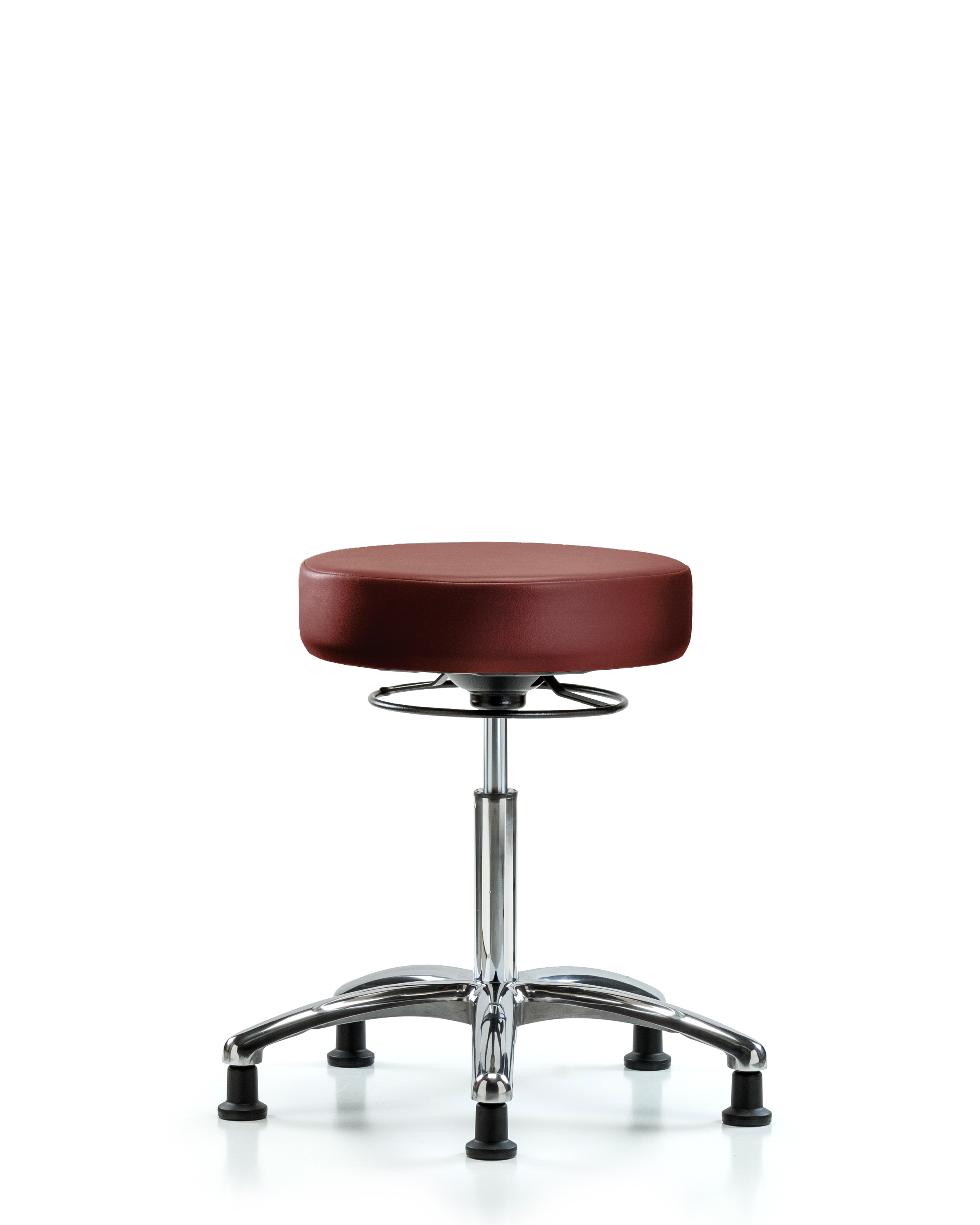 Rutledge Vinyl Stool without Back Chrome - Medium Bench Height with Stationary Glides in Borscht Supernova Vinyl