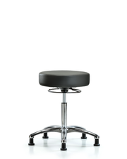 Rutledge Vinyl Stool without Back Chrome - Medium Bench Height with Stationary Glides in Carbon Supernova Vinyl