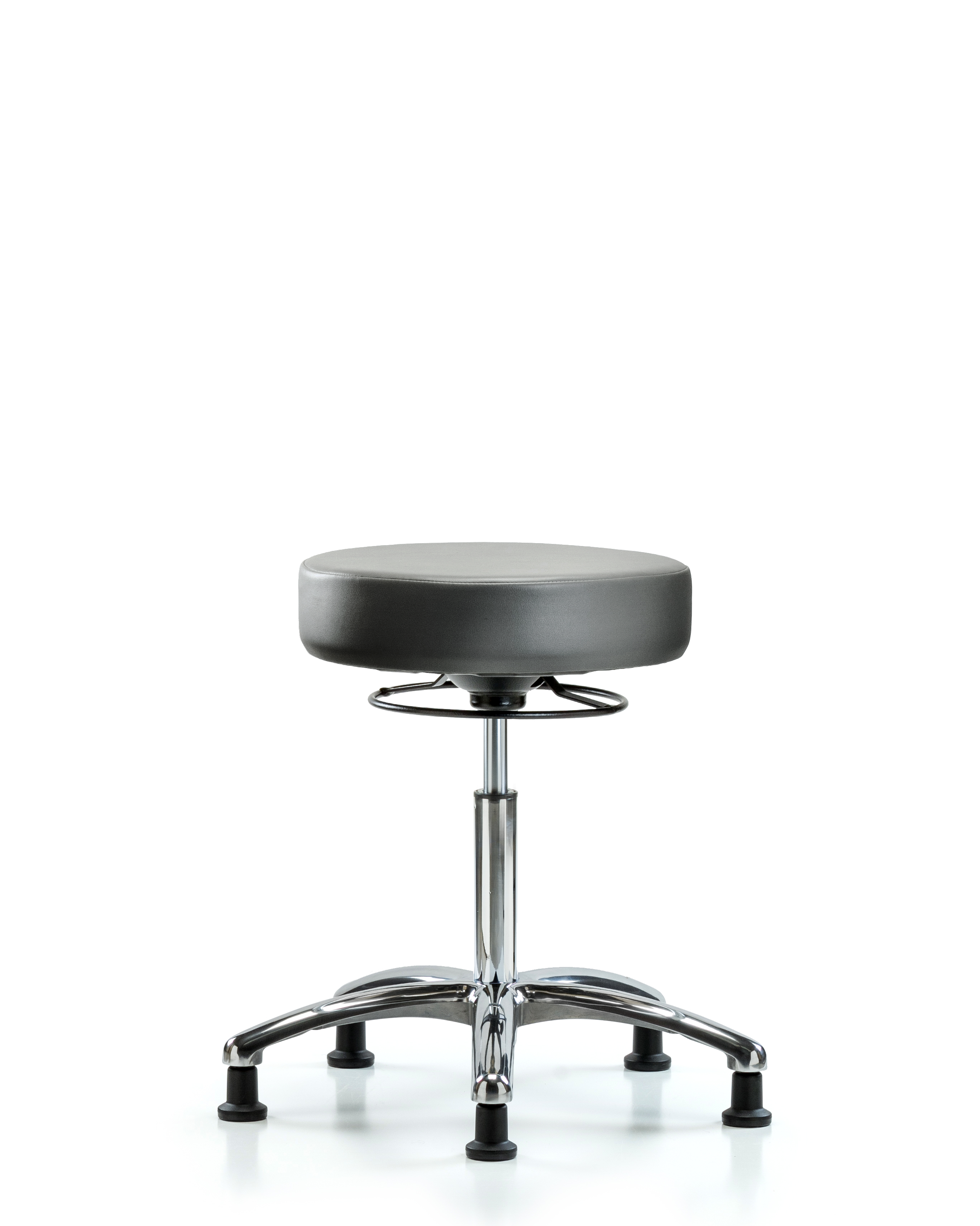 Rutledge Vinyl Stool without Back Chrome - Medium Bench Height with Stationary Glides in Sterling Supernova Vinyl