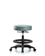 Rutledge Vinyl Stool without Back - Medium Bench Height with Black Foot Ring & Casters in Storm Supernova Vinyl