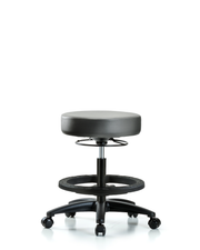 Rutledge Vinyl Stool without Back - Medium Bench Height with Black Foot Ring & Casters in Sterling Supernova Vinyl