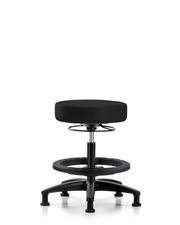 Rutledge Vinyl Stool without Back - Medium Bench Height with Black Foot Ring & Stationary Glides in Black Trailblazer Vinyl