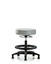 Rutledge Vinyl Stool without Back - Medium Bench Height with Black Foot Ring & Stationary Glides in Dove Trailblazer Vinyl