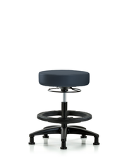 Rutledge Vinyl Stool without Back - Medium Bench Height with Black Foot Ring & Stationary Glides in Imperial Blue Trailblazer Vinyl