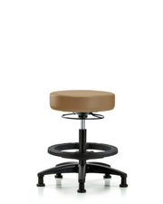 Rutledge Vinyl Stool without Back - Medium Bench Height with Black Foot Ring & Stationary Glides in Taupe Trailblazer Vinyl