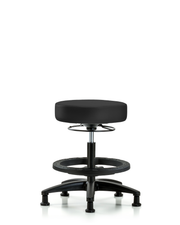 Rutledge Vinyl Stool without Back - Medium Bench Height with Black Foot Ring & Stationary Glides in Charcoal Trailblazer Vinyl
