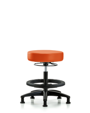 Rutledge Vinyl Stool without Back - Medium Bench Height with Black Foot Ring & Stationary Glides in Orange Kist Trailblazer Vinyl