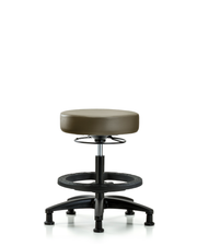 Rutledge Vinyl Stool without Back - Medium Bench Height with Black Foot Ring & Stationary Glides in Taupe Supernova Vinyl