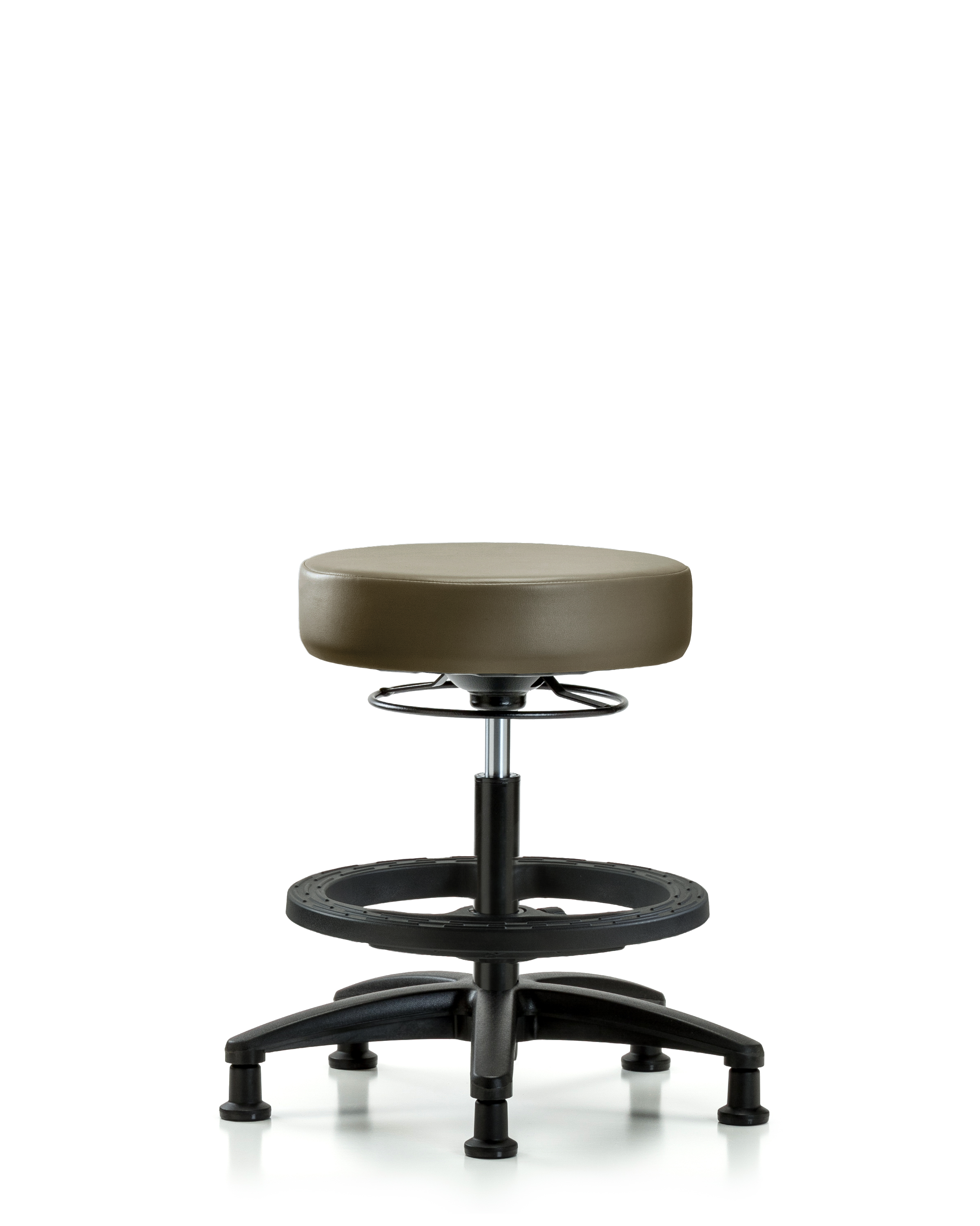 Rutledge Vinyl Stool without Back - Medium Bench Height with Black Foot Ring & Stationary Glides in Taupe Supernova Vinyl