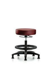 Rutledge Vinyl Stool without Back - Medium Bench Height with Black Foot Ring & Stationary Glides in Borscht Supernova Vinyl