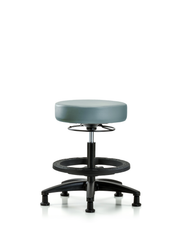 Rutledge Vinyl Stool without Back - Medium Bench Height with Black Foot Ring & Stationary Glides in Storm Supernova Vinyl