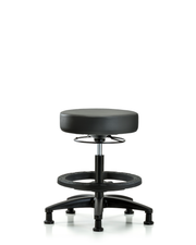 Rutledge Vinyl Stool without Back - Medium Bench Height with Black Foot Ring & Stationary Glides in Carbon Supernova Vinyl