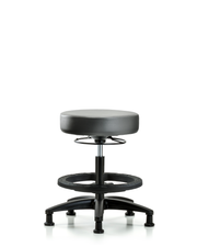 Rutledge Vinyl Stool without Back - Medium Bench Height with Black Foot Ring & Stationary Glides in Sterling Supernova Vinyl