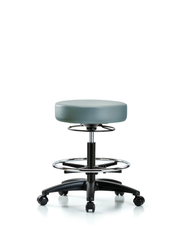Rutledge Vinyl Stool without Back - Medium Bench Height with Chrome Foot Ring & Casters in Storm Supernova Vinyl