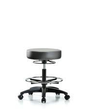 Rutledge Vinyl Stool without Back - Medium Bench Height with Chrome Foot Ring & Casters in Sterling Supernova Vinyl