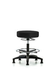 Rutledge Vinyl Stool without Back - Medium Bench Height with Chrome Foot Ring & Stationary Glides in Black Trailblazer Vinyl