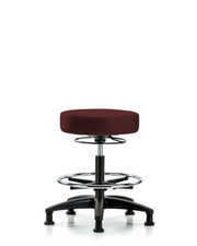 Rutledge Vinyl Stool without Back - Medium Bench Height with Chrome Foot Ring & Stationary Glides in Burgundy Trailblazer Vinyl