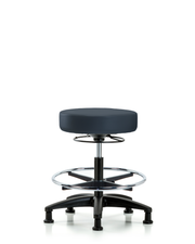 Rutledge Vinyl Stool without Back - Medium Bench Height with Chrome Foot Ring & Stationary Glides in Imperial Blue Trailblazer Vinyl