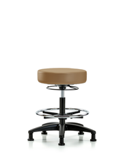 Rutledge Vinyl Stool without Back - Medium Bench Height with Chrome Foot Ring & Stationary Glides in Taupe Trailblazer Vinyl