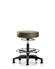 Rutledge Vinyl Stool without Back - Medium Bench Height with Chrome Foot Ring & Stationary Glides in Taupe Supernova Vinyl