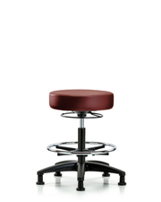 Rutledge Vinyl Stool without Back - Medium Bench Height with Chrome Foot Ring & Stationary Glides in Borscht Supernova Vinyl