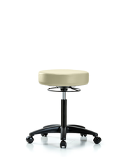 Rutledge Vinyl Stool without Back - Medium Bench Height with Casters in Adobe White Trailblazer Vinyl