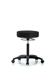 Rutledge Vinyl Stool without Back - Medium Bench Height with Casters in Black Trailblazer Vinyl