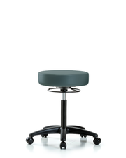 Rutledge Vinyl Stool without Back - Medium Bench Height with Casters in Colonial Blue Trailblazer Vinyl