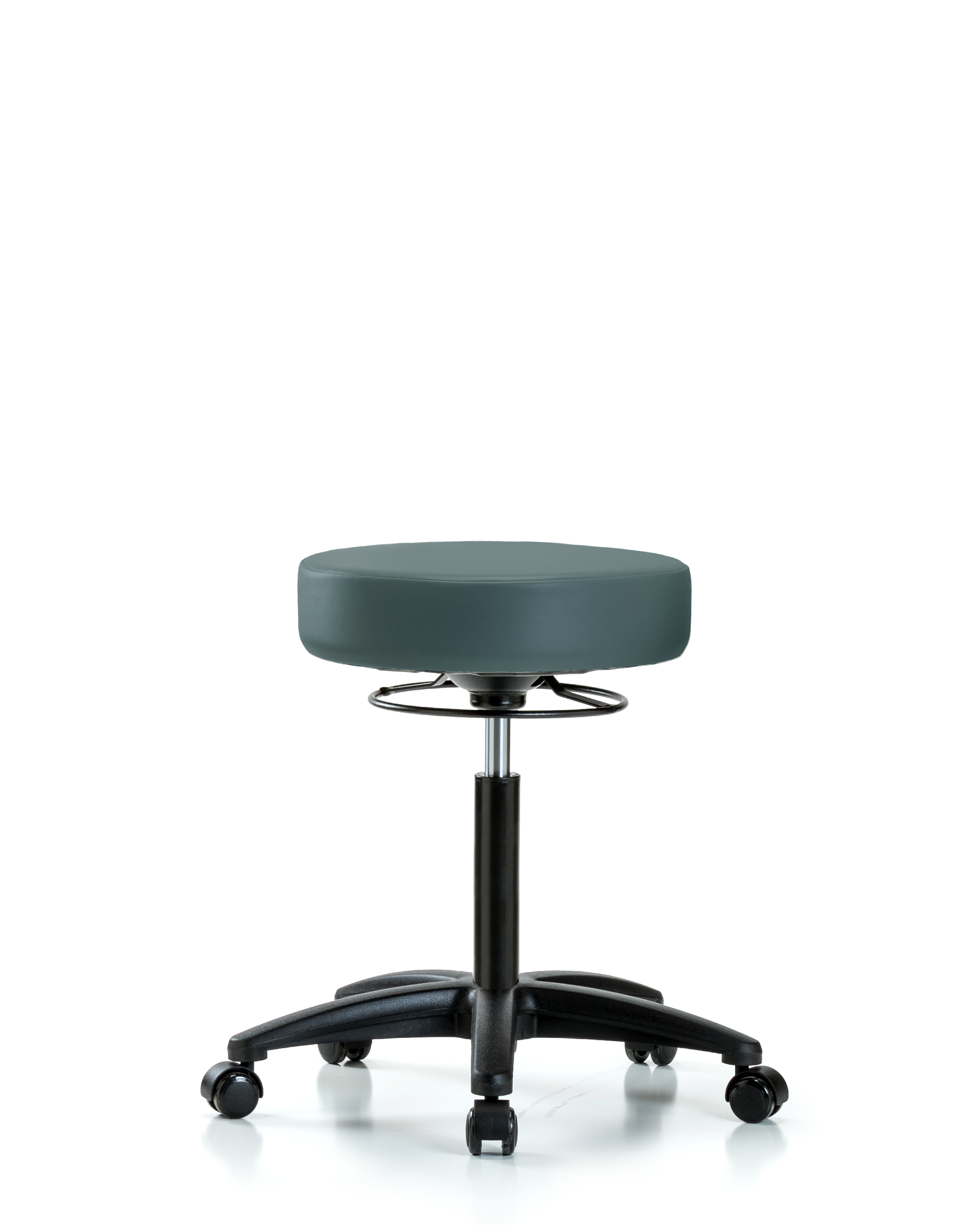 Rutledge Vinyl Stool without Back - Medium Bench Height with Casters in Colonial Blue Trailblazer Vinyl