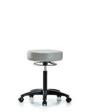 Rutledge Vinyl Stool without Back - Medium Bench Height with Casters in Dove Trailblazer Vinyl
