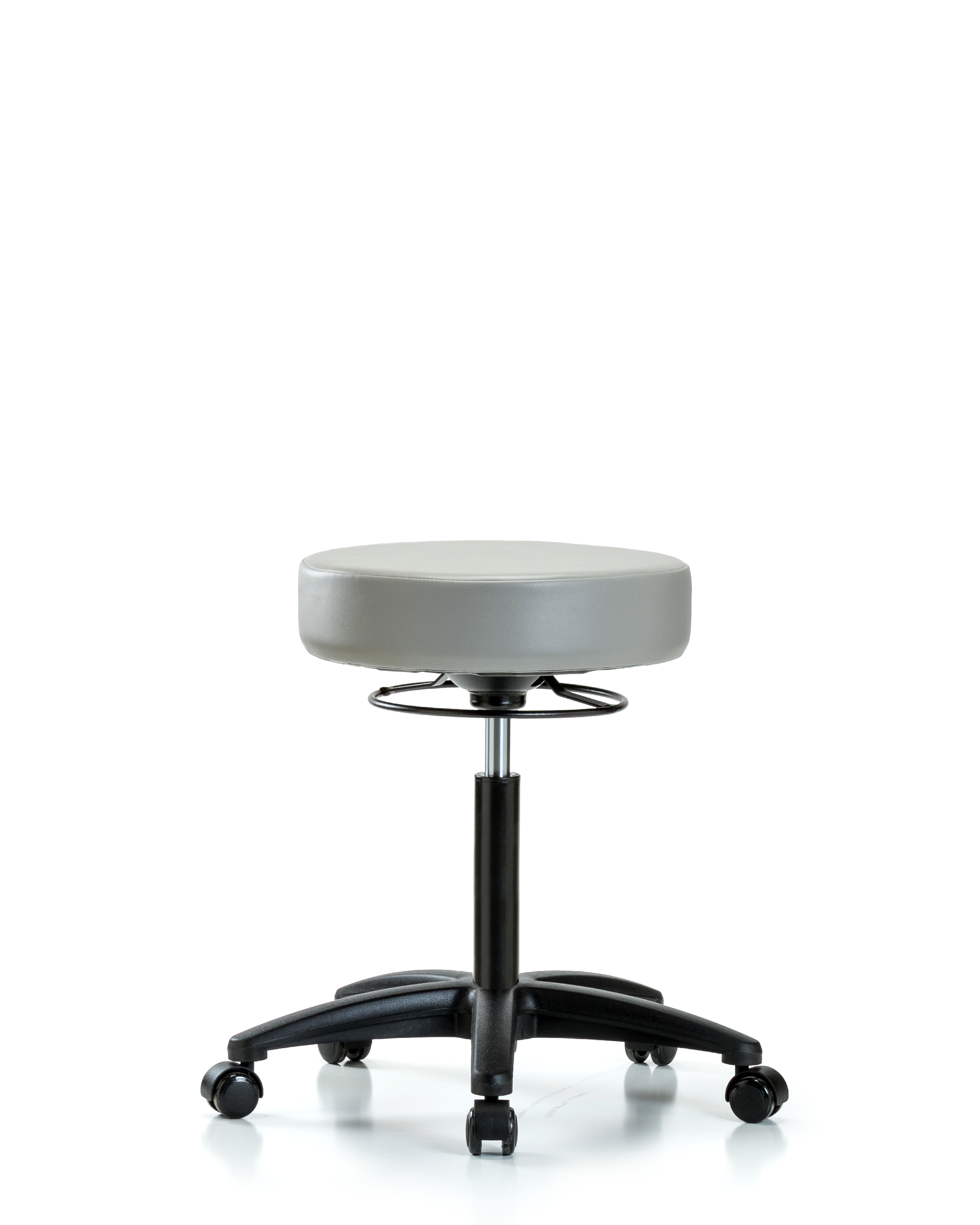 Rutledge Vinyl Stool without Back - Medium Bench Height with Casters in Dove Trailblazer Vinyl