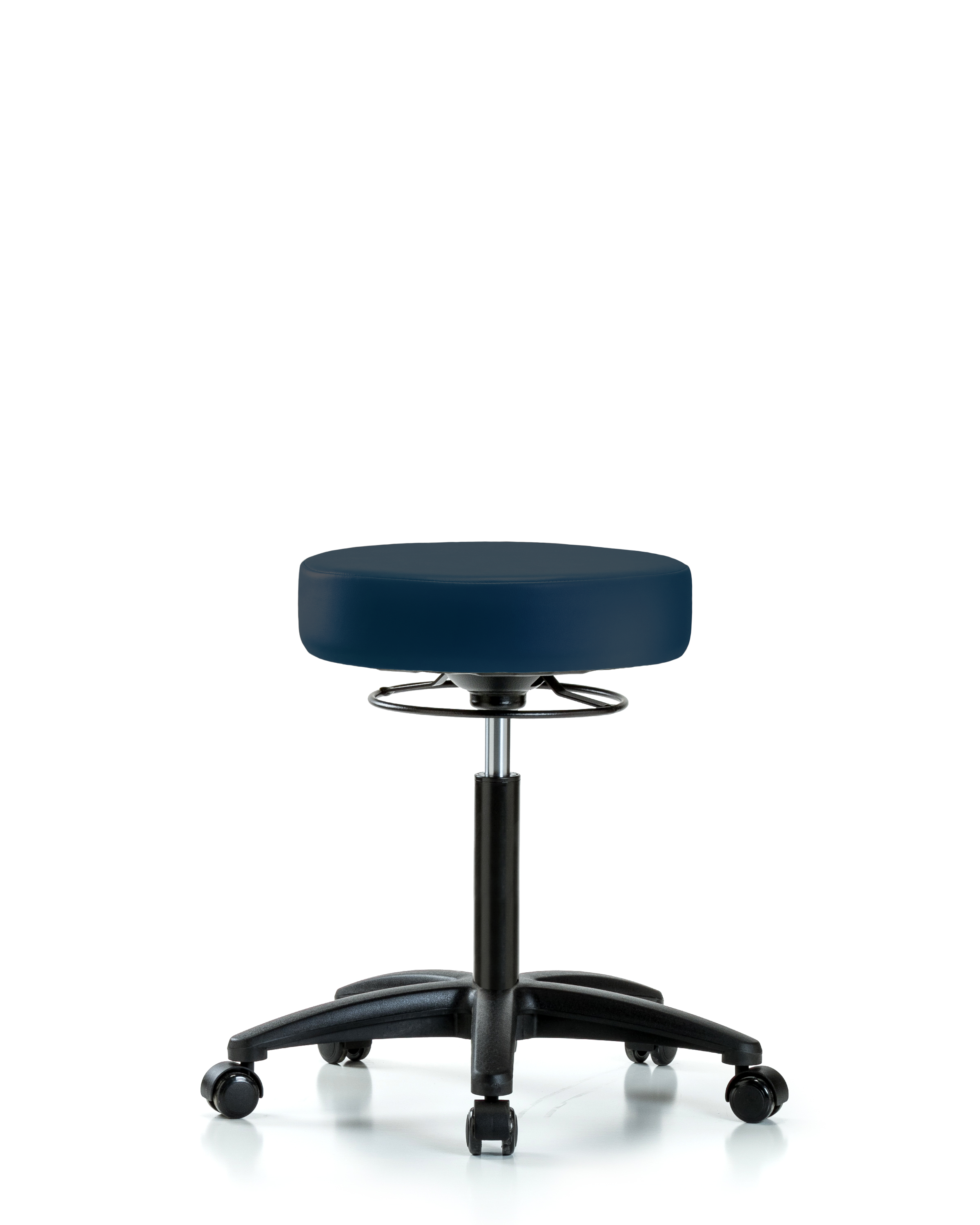 Rutledge Vinyl Stool without Back - Medium Bench Height with Casters in Imperial Blue Trailblazer Vinyl