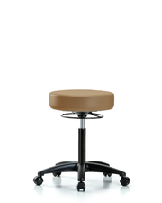 Rutledge Vinyl Stool without Back - Medium Bench Height with Casters in Taupe Trailblazer Vinyl