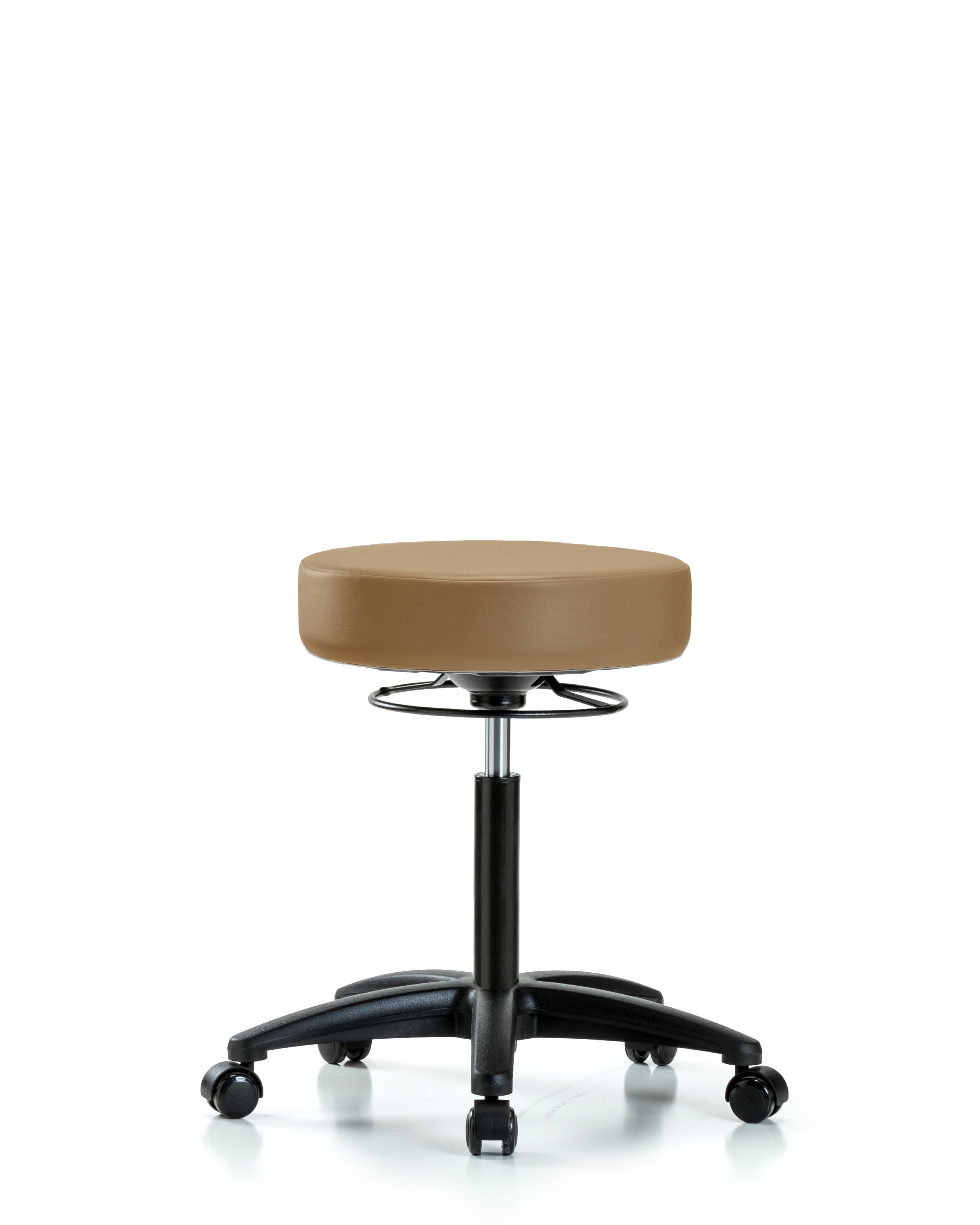 Rutledge Vinyl Stool without Back - Medium Bench Height with Casters in Taupe Trailblazer Vinyl
