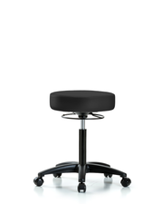 Rutledge Vinyl Stool without Back - Medium Bench Height with Casters in Charcoal Trailblazer Vinyl